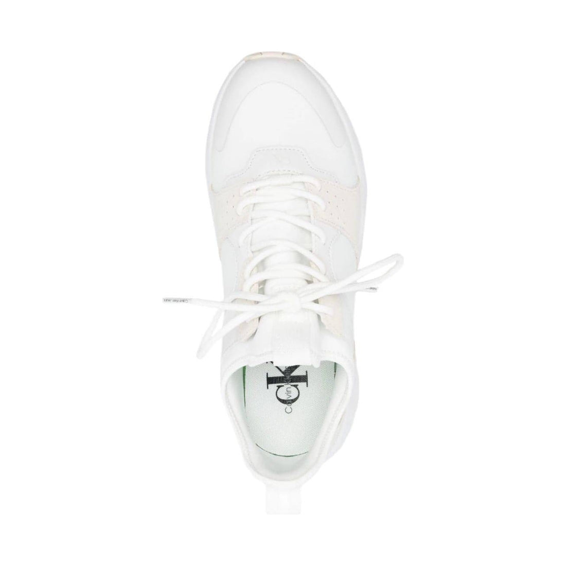 CALVIN KLEIN JEANS womens white, ivory retro tennis sow trainers | Vilbury London