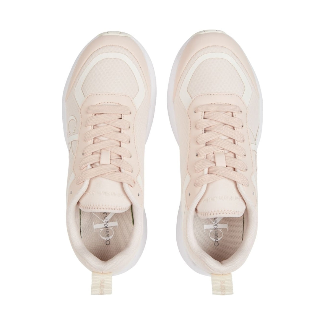 Calvin Klein Jeans womens peach blush, creamy retro tennis over mesh shoe | Vilbury London