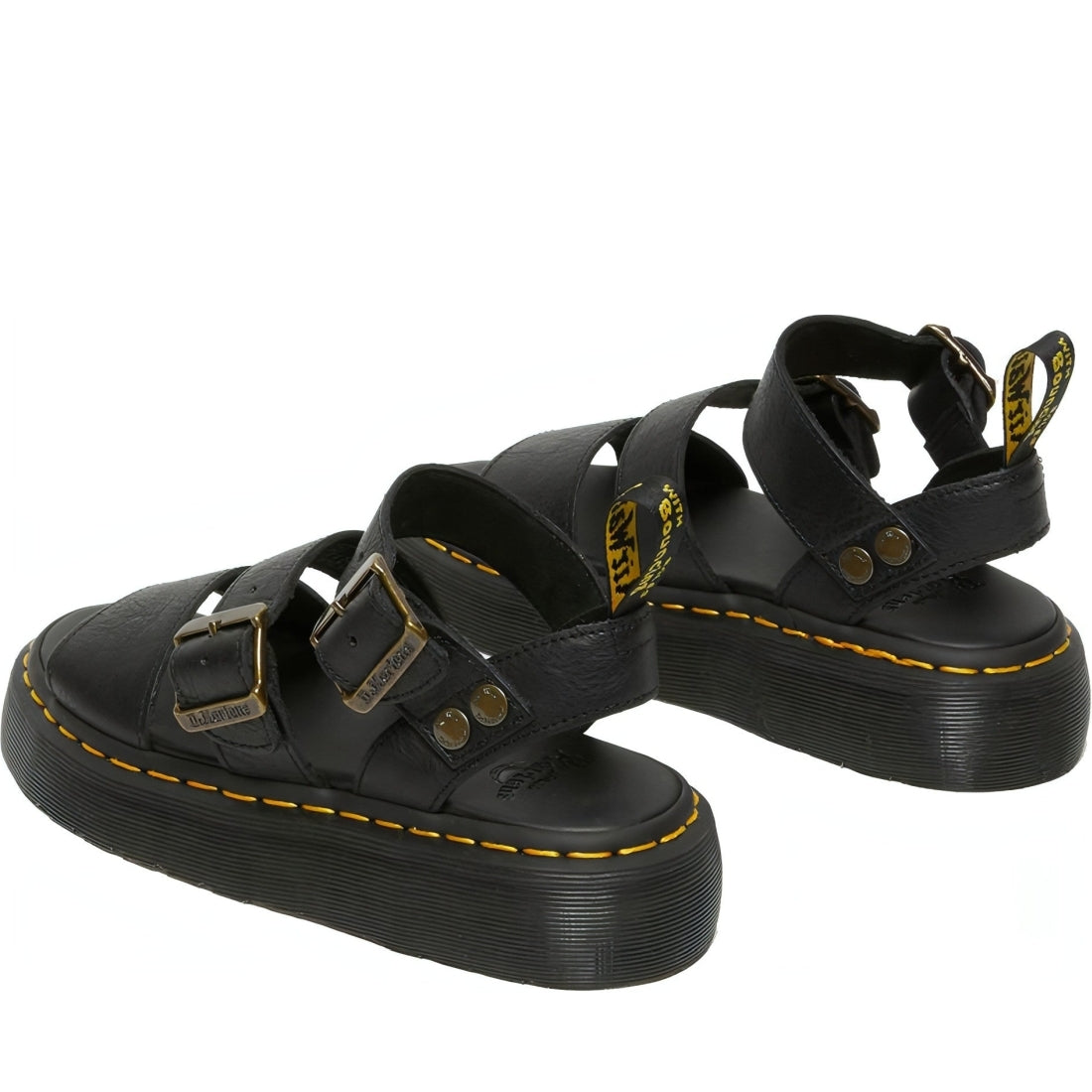 Dr. Martens womens black gryphon quad pisa sandals | Vilbury London
