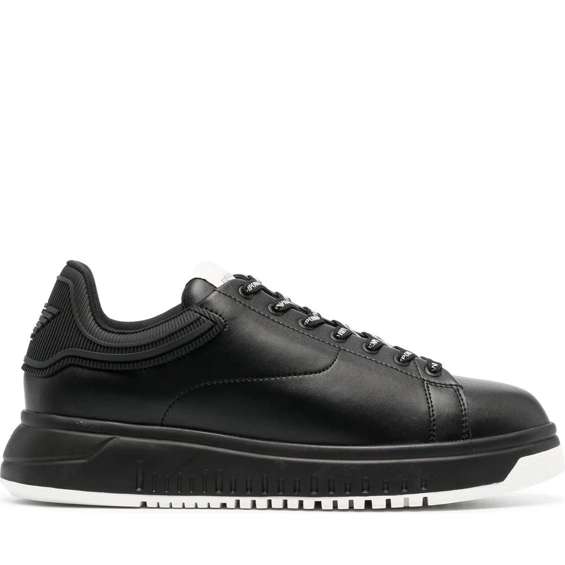 Emporio Armani mens black, black casual sneaker | Vilbury London