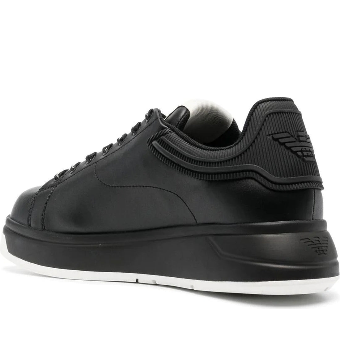 Emporio Armani mens black, black casual sneaker | Vilbury London