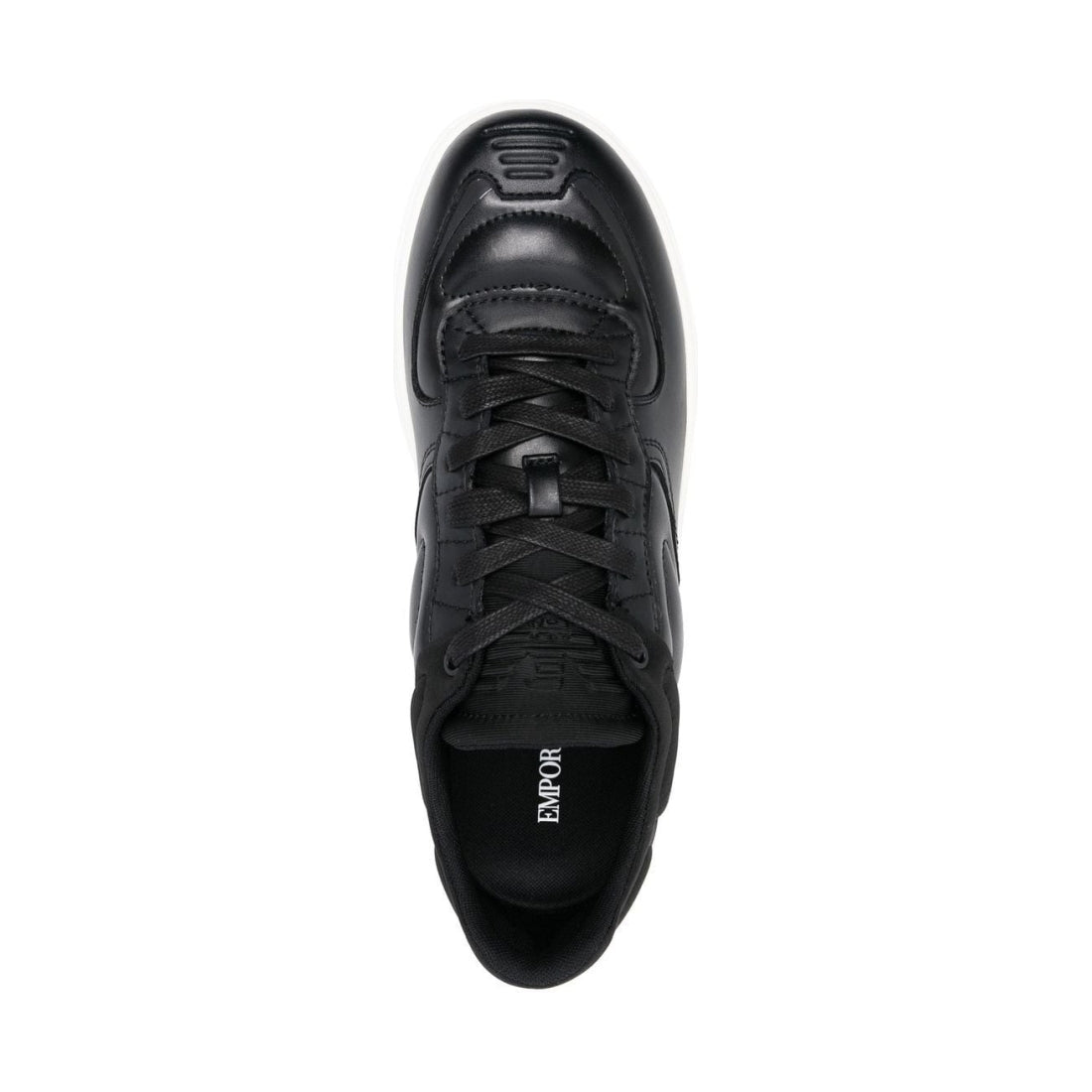 Emporio Armani mens black, black, black casual sneaker | Vilbury London