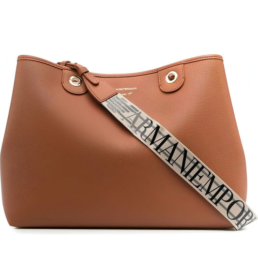 Emporio Armani womens cuoio, rosso shopping bag | Vilbury London