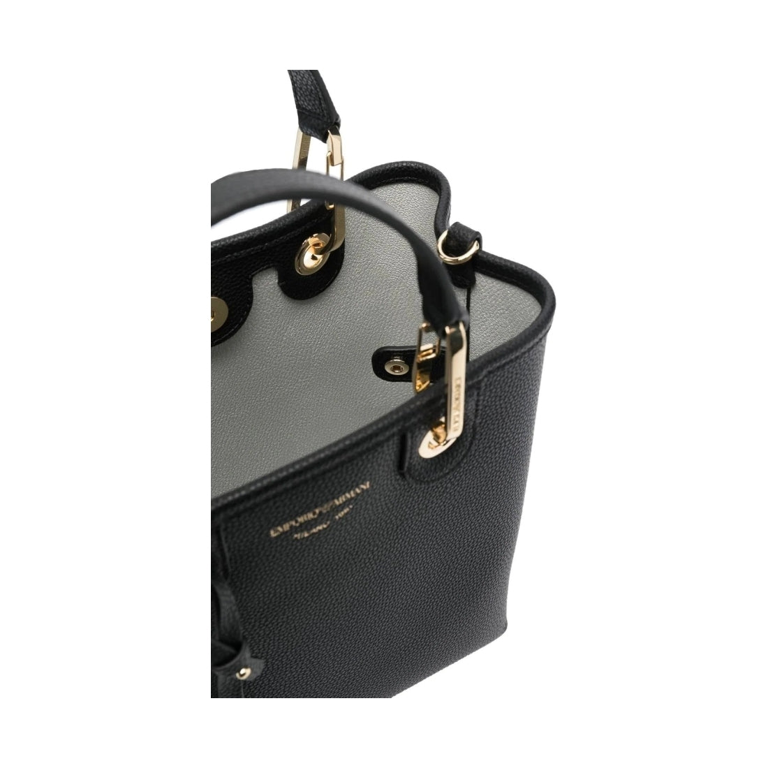 Emporio Armani womens nero, silver shopping bag | Vilbury London