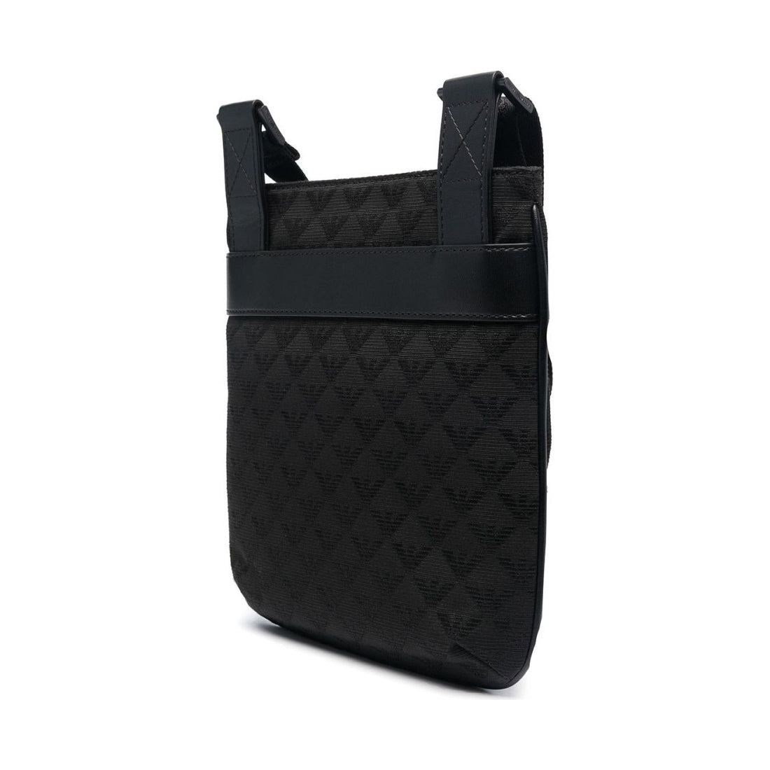 Emporio Armani mens black, black, black casual messenger bag | Vilbury London