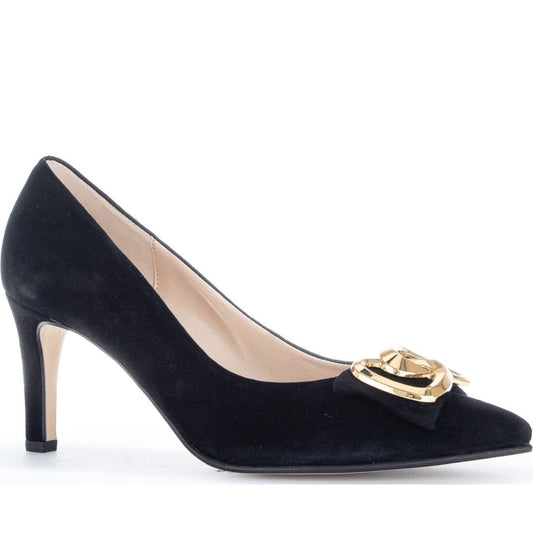 Gabor womens schwarz gold elegant closed pumps | Vilbury London