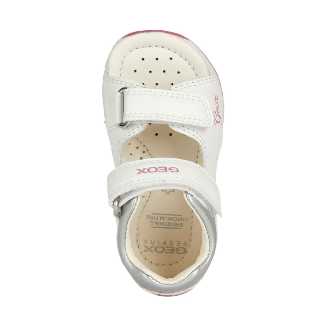 Geox girls white, fuchsia sandals tapuz | Vilbury London