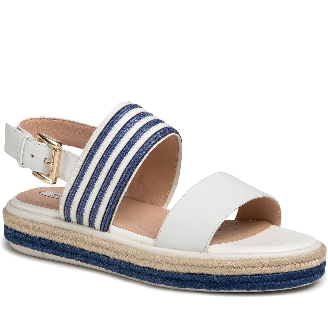 Geox Womens white blue casual open sandals | Vilbury London