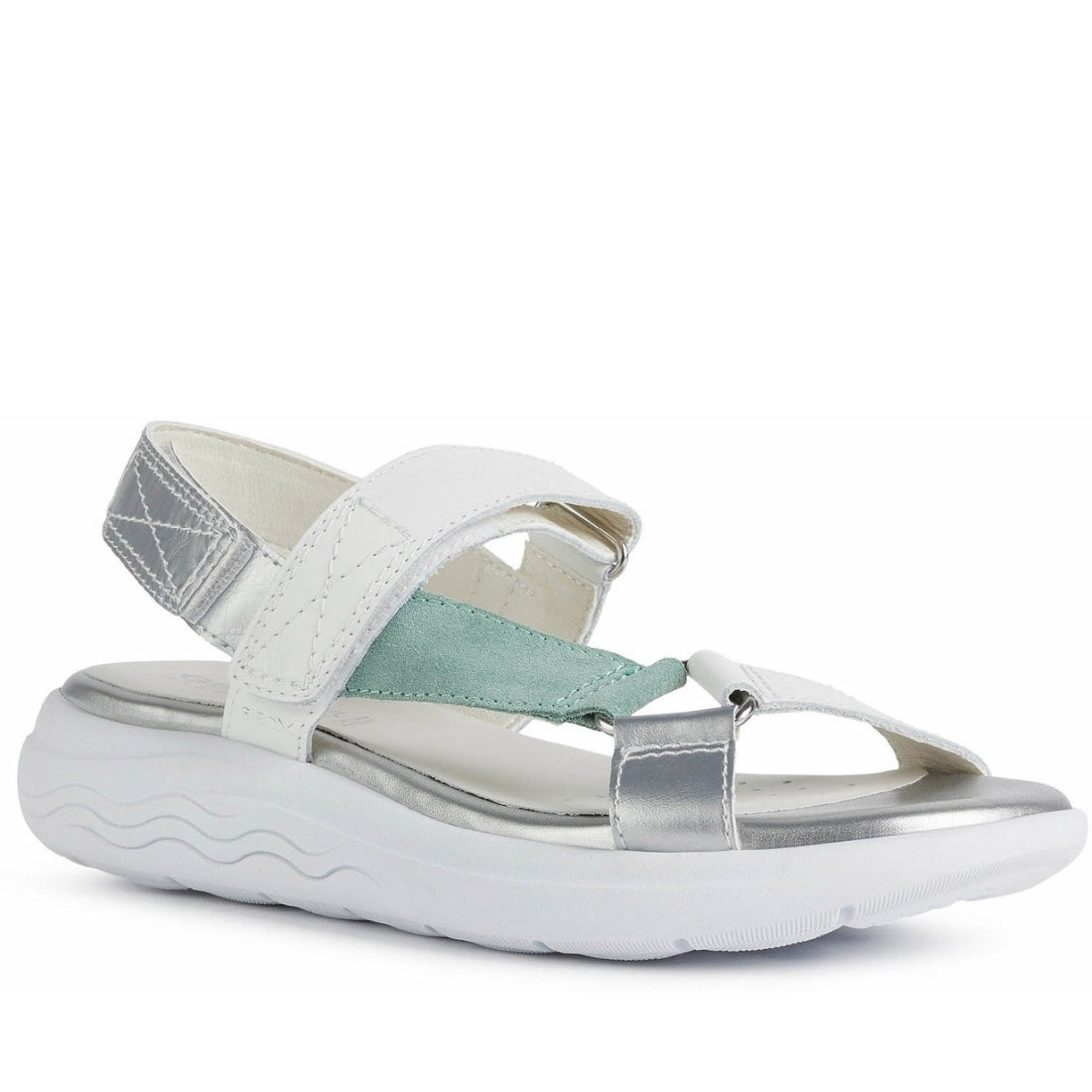 Geox Womens White Mint spherica ec5w sandals | Vilbury London