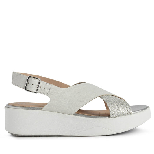 Geox Womens Off White Silver laudara sandals | Vilbury London