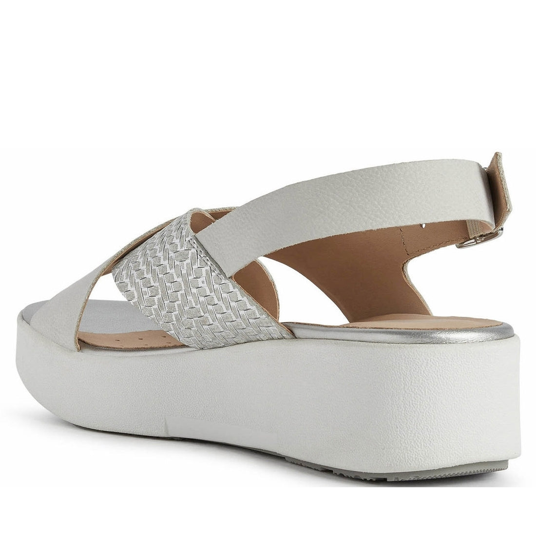 Geox Womens Off White Silver laudara sandals | Vilbury London