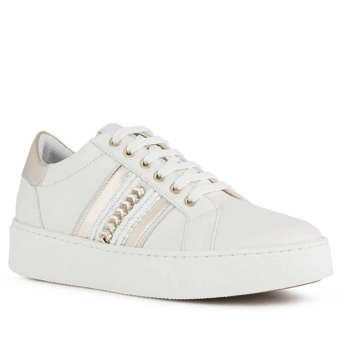 Geox Womens Off White Lt Gold skyely shoes | Vilbury London