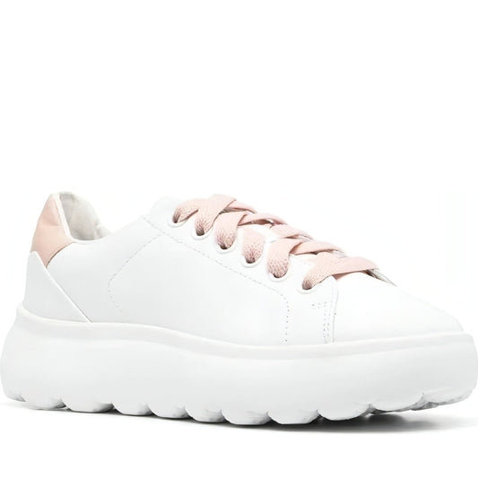 Geox womens white, nude spherica sport shoes | Vilbury London