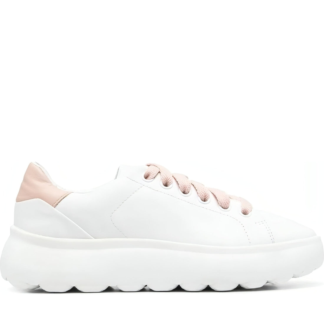 Geox womens white, nude spherica sport shoes | Vilbury London