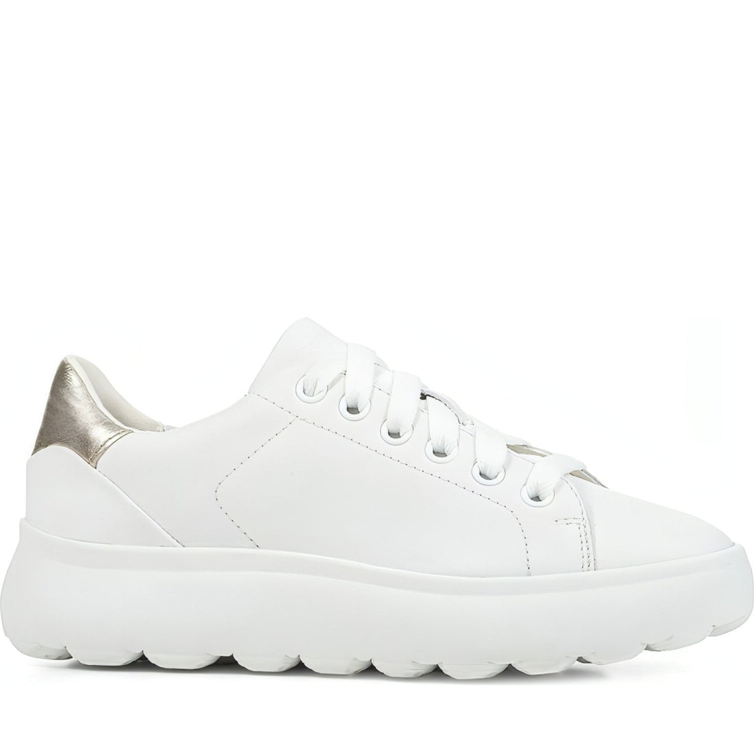 Geox womens white, gold spherica sport shoes | Vilbury London