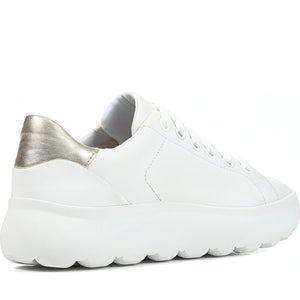 Geox womens white, gold spherica sport shoes | Vilbury London