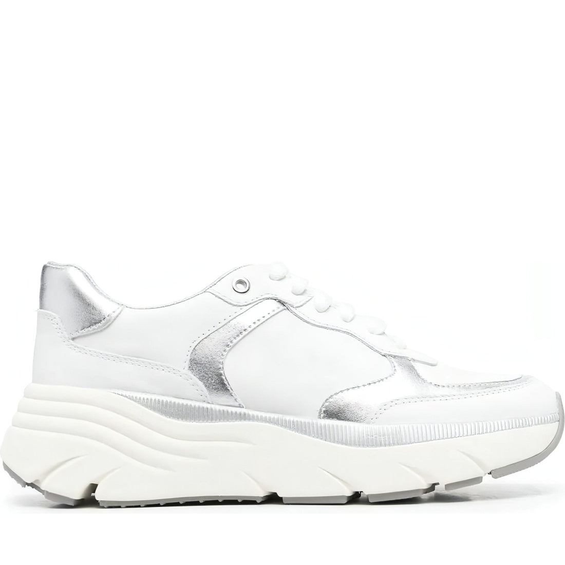 Geox womens white, silver diamanta sport shoes | Vilbury London