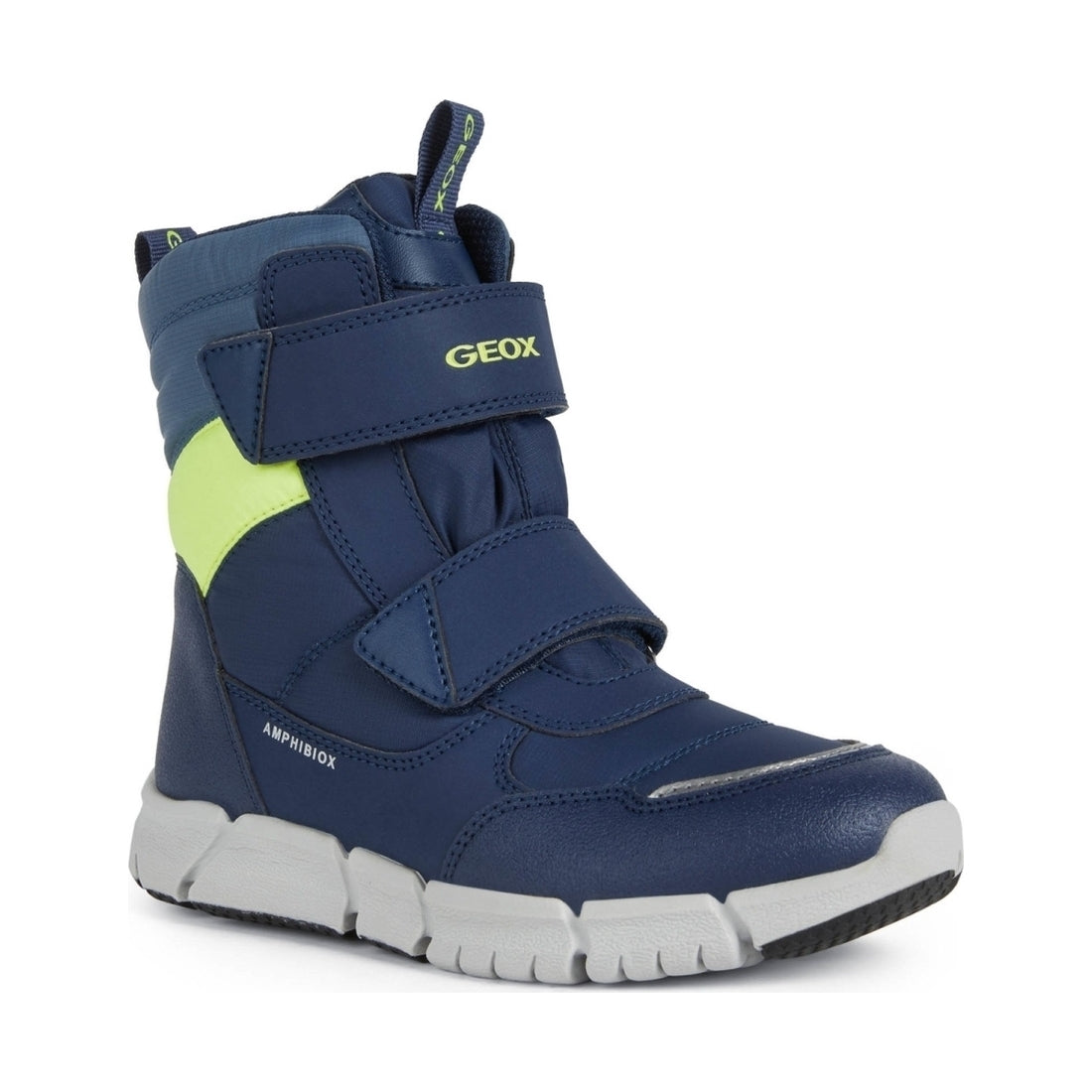 Geox boys Navy Fluo Yellow flexyper abx booties | Vilbury London