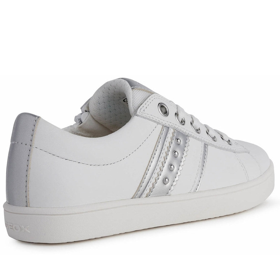 Geox Girls White Silver kathe shoes | Vilbury London