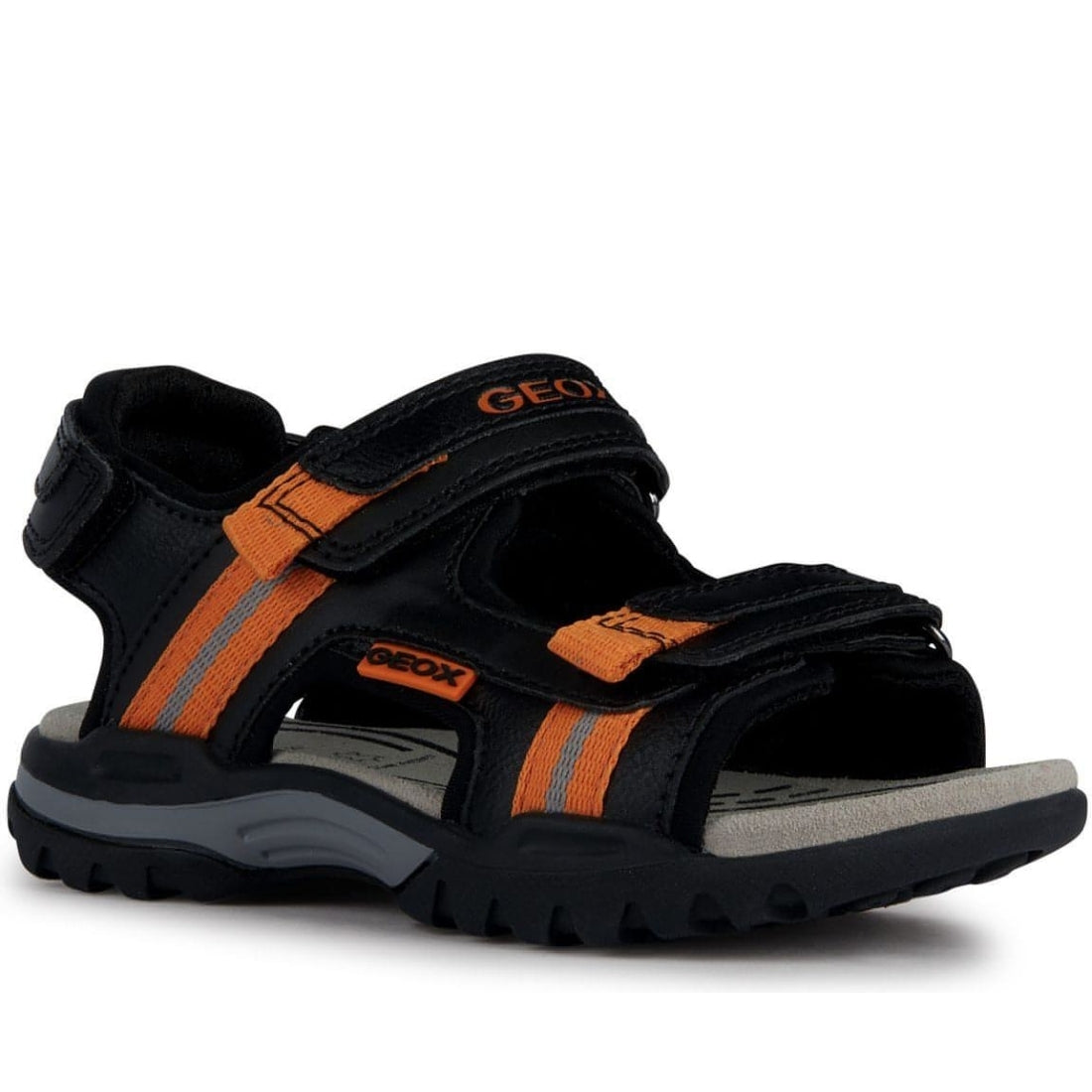 Geox boys black, orange borealis sandals | Vilbury London