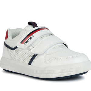 Geox boys white, navy arzach sport shoes | Vilbury London
