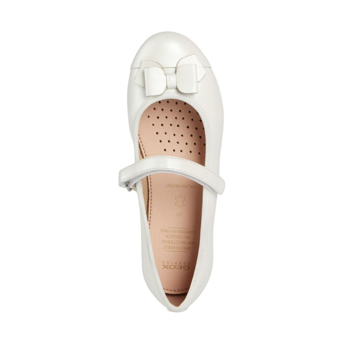 Geox girls white plie ballerinas | Vilbury London