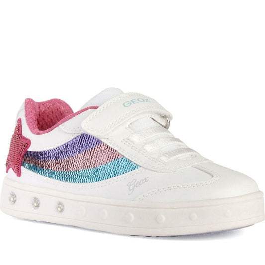 Geox girls white, multicolor skylin sport shoes | Vilbury London