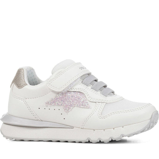Geox girls white, pink fastics sport shoes | Vilbury London
