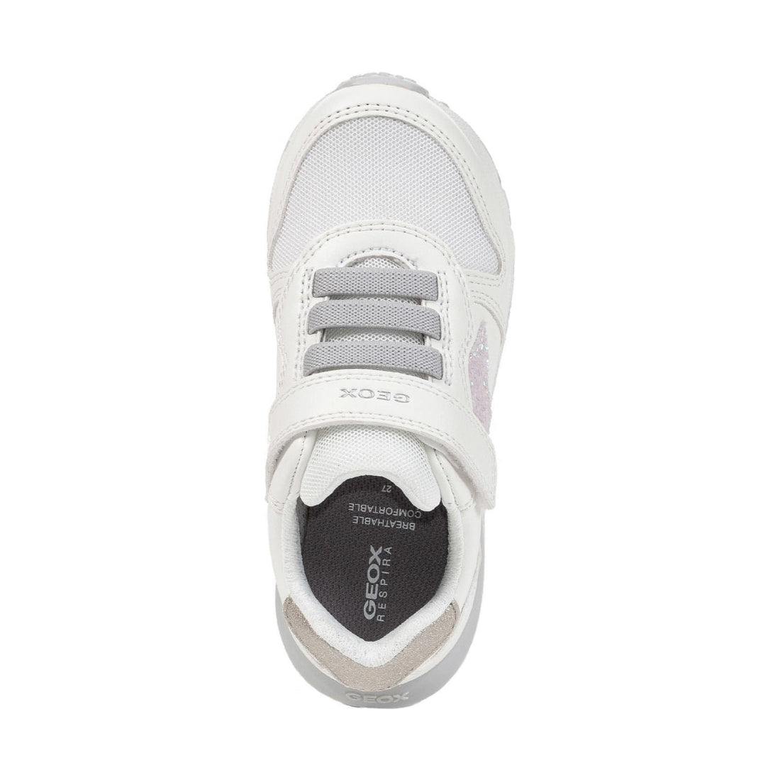 Geox girls white, pink fastics sport shoes | Vilbury London