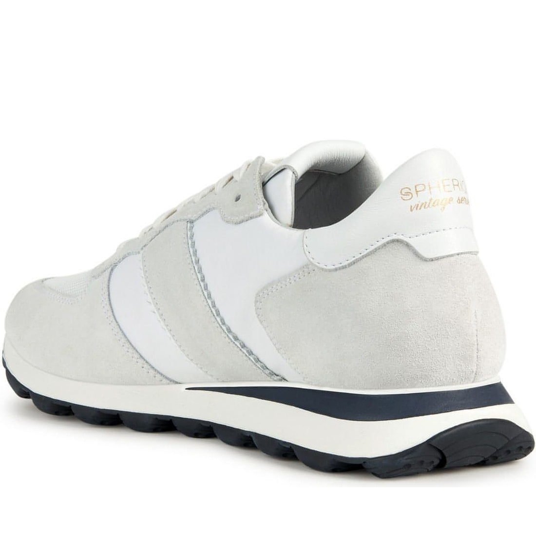 Geox mens off white, grey spherica sport shoes | Vilbury London