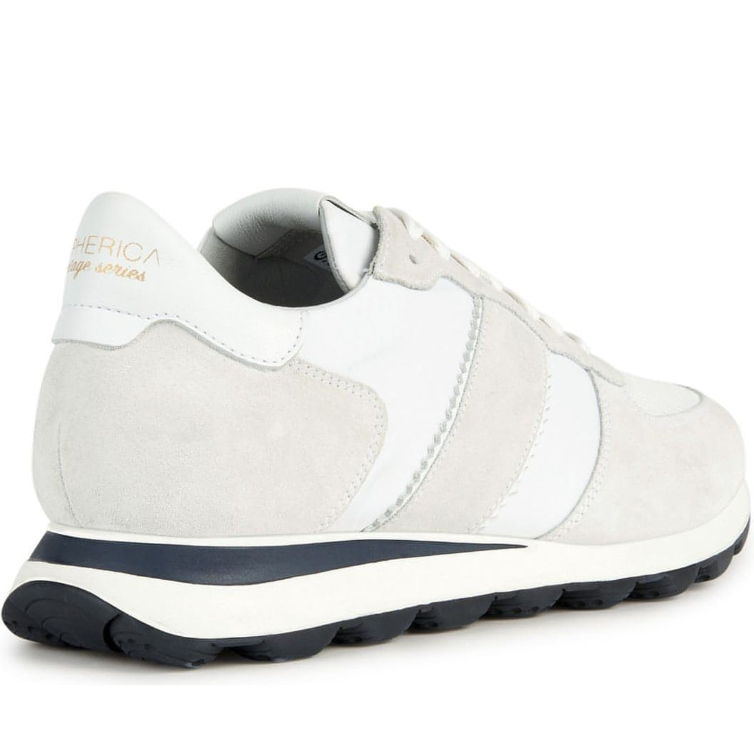 Geox mens off white, grey spherica sport shoes | Vilbury London