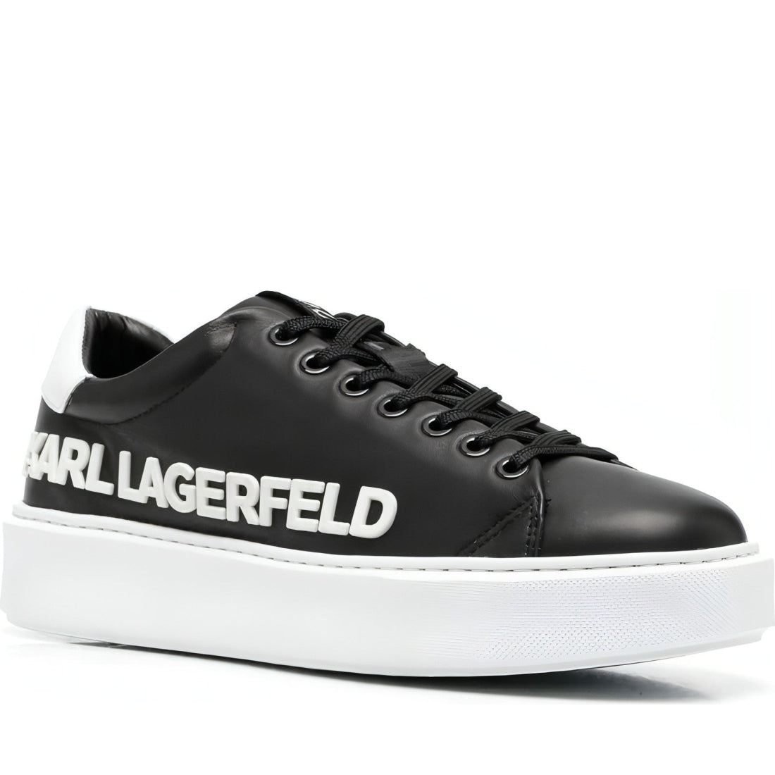 KARL LAGERFELD mens black, white lthr maxi kup karl sneakers | Vilbury London