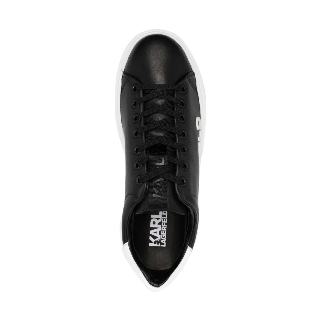 KARL LAGERFELD mens black, white lthr maxi kup karl sneakers | Vilbury London