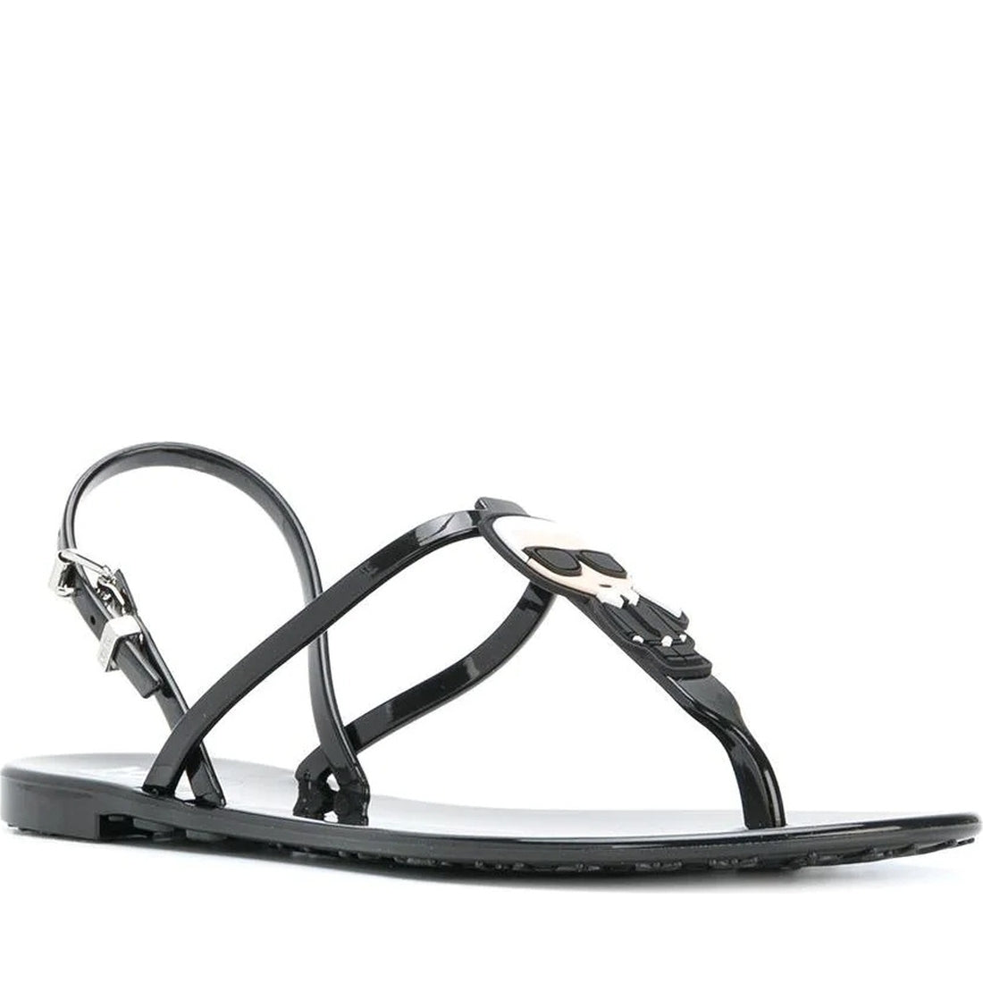 KARL LAGERFELD womens blk rubber jelly sandals | Vilbury London