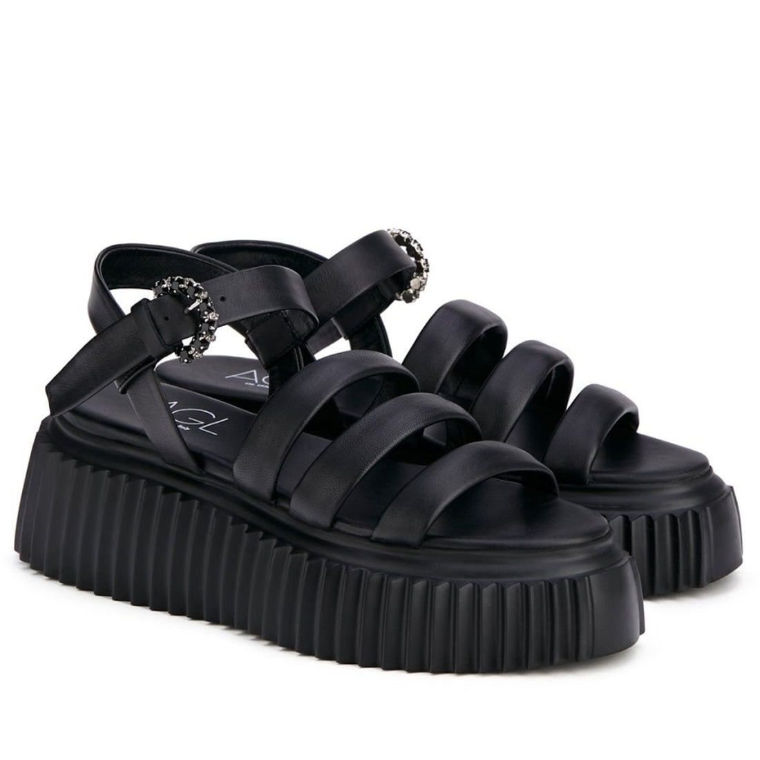 AGL Womens Nero shiny sandals | Vilbury London