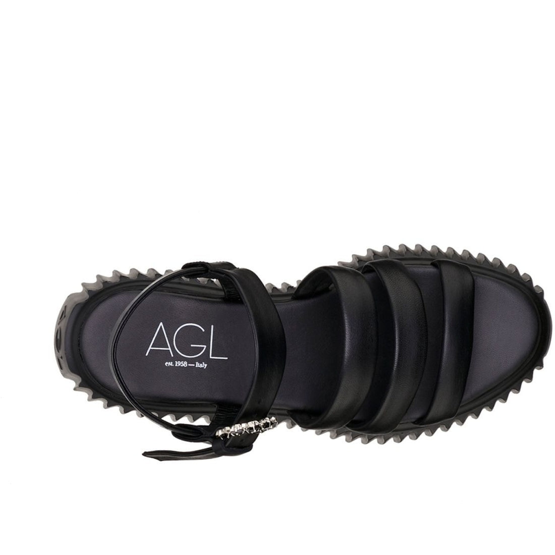 AGL Womens Nero shiny sandals | Vilbury London