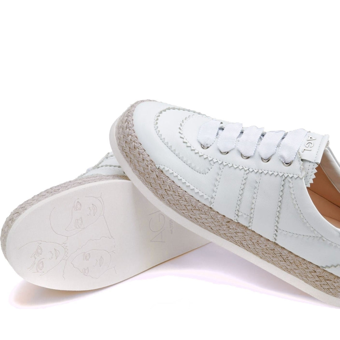 AGL womens white rope sport shoe | Vilbury London