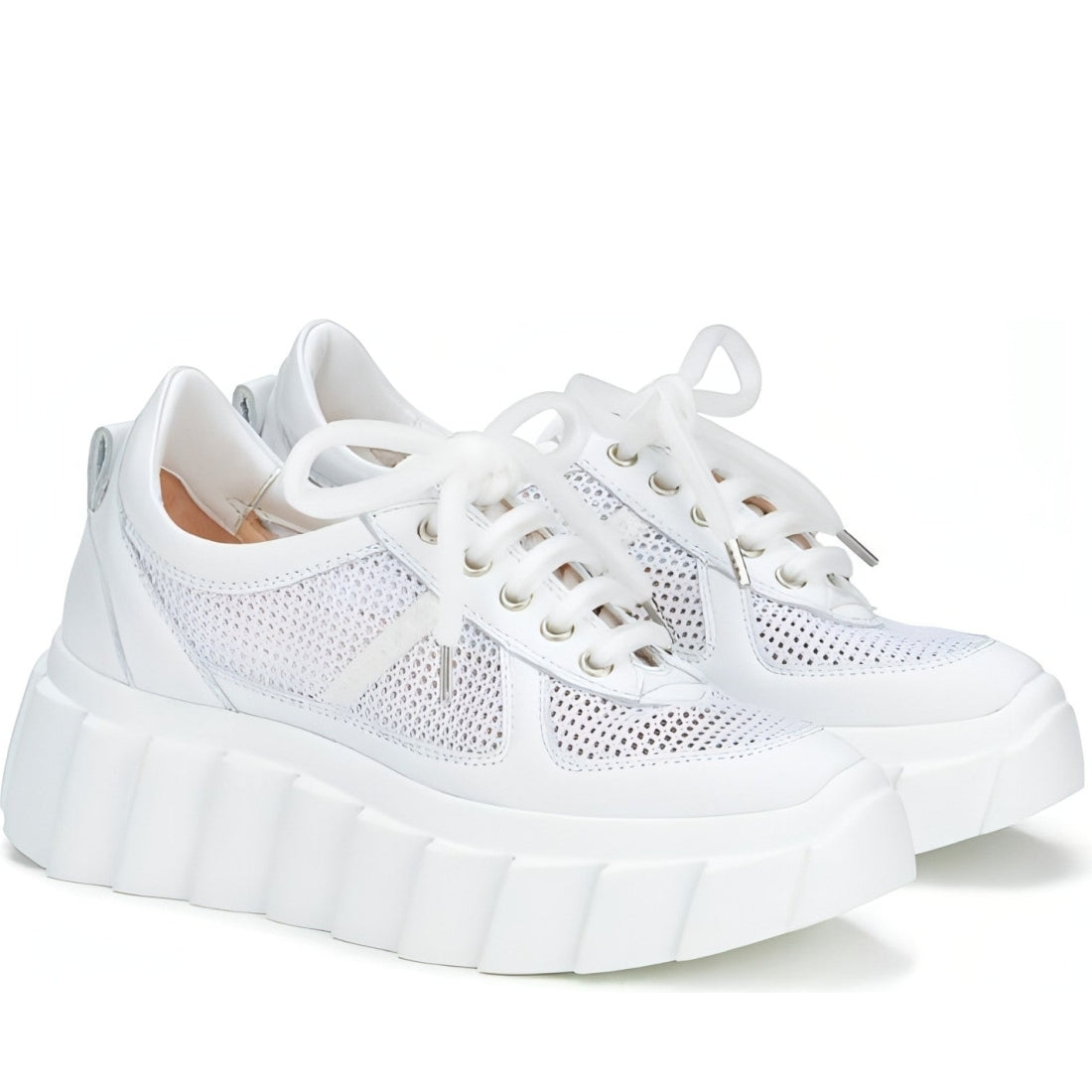 AGL womens white blondie mesh sport shoe | Vilbury London