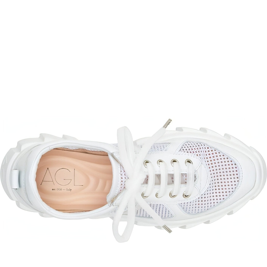 AGL womens white blondie mesh sport shoe | Vilbury London