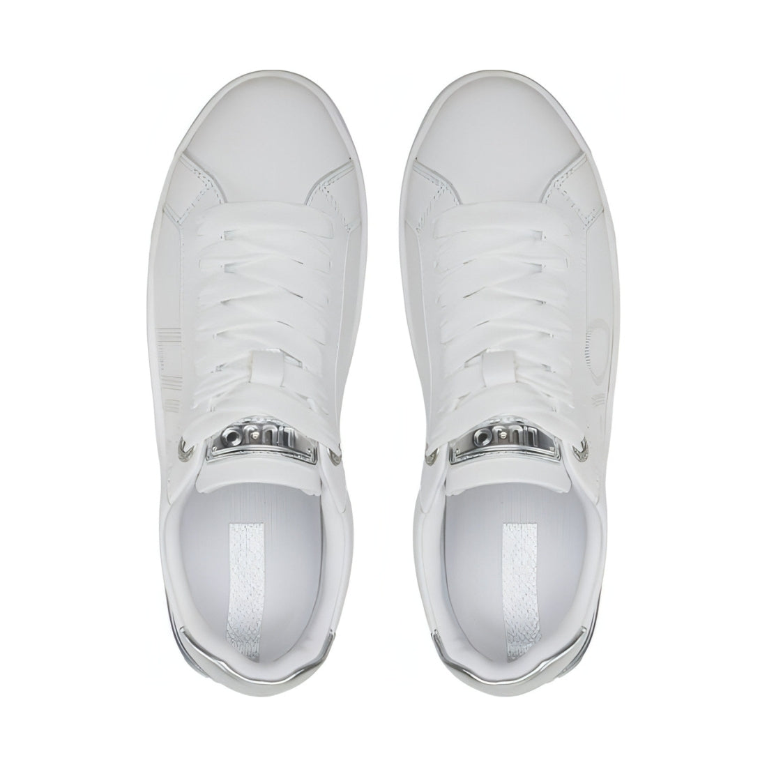 Liu Jo womens metalli white, silver silvia 65 trainers | Vilbury London