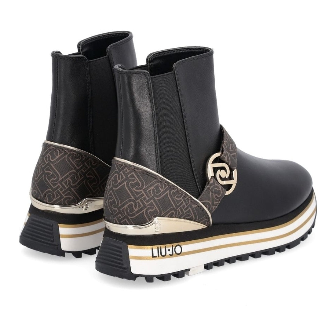 Liu Jo womens Black Brown maxi wonder 49 - mid sneaker | Vilbury London