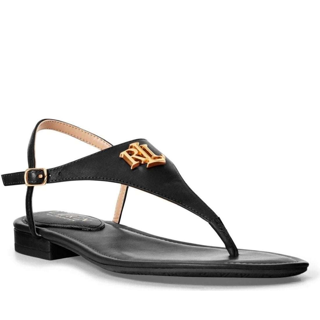 Lauren Ralph Lauren womens black casual open ellington-sandals | Vilbury London