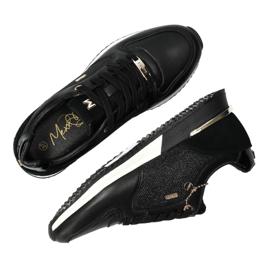 Mexx womens black, gold fleur sport shoe | Vilbury London