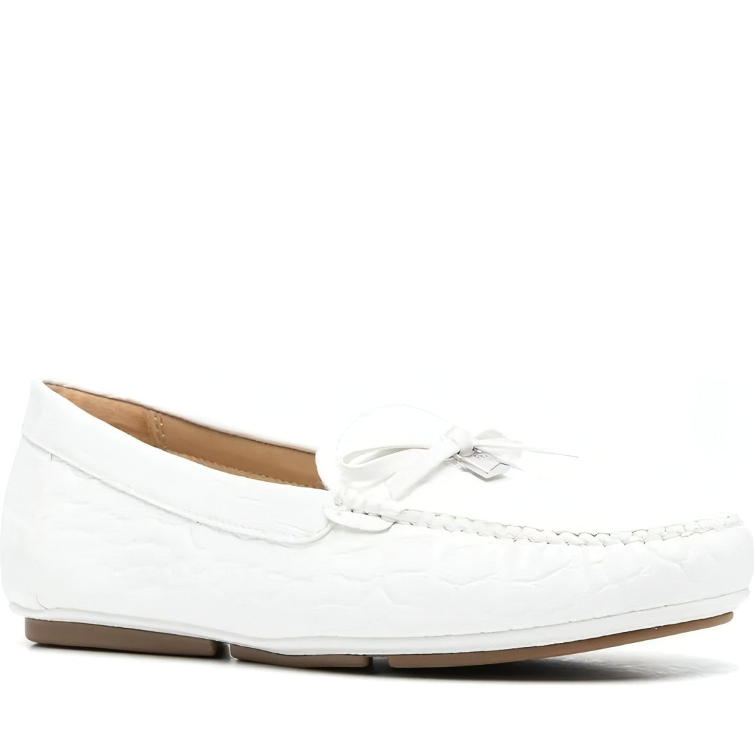 Michael Kors womens optic white juliette moccasins | Vilbury London