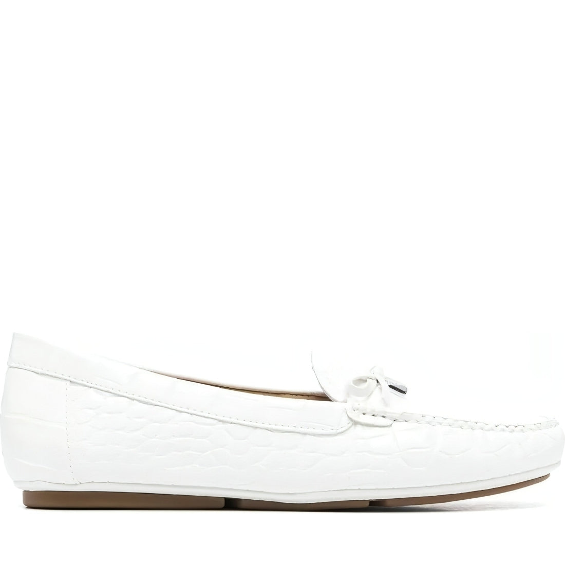 Michael Kors womens optic white juliette moccasins | Vilbury London