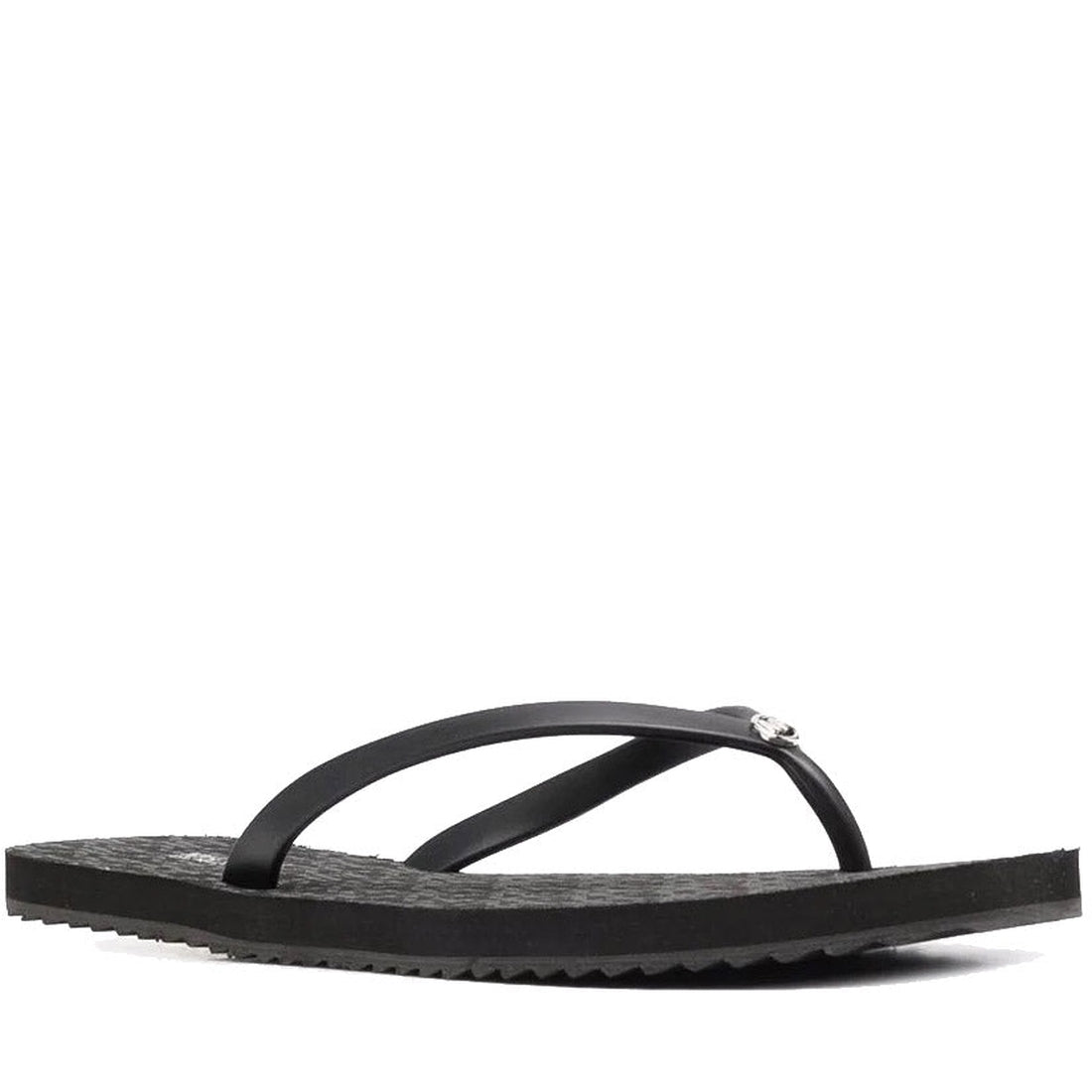 Michael Kors Womens Black monogram print flip-flops | Vilbury London