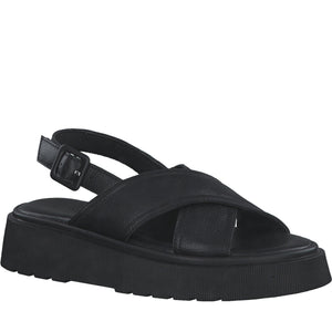 s.Oliver womens black casual open sandals | Vilbury London