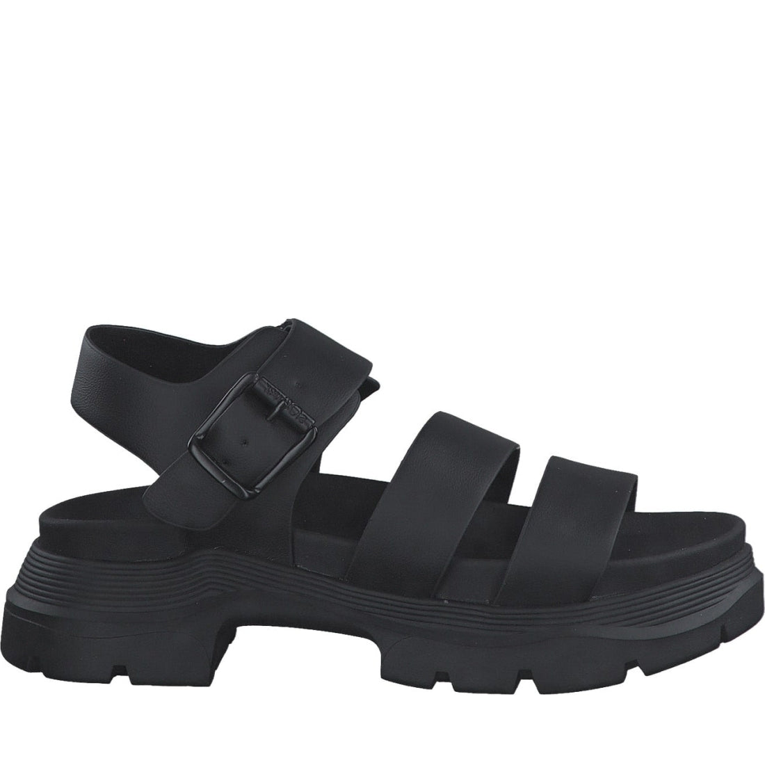 s.Oliver womens black casual open sandals | Vilbury London