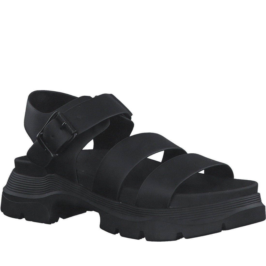 s.Oliver womens black casual open sandals | Vilbury London