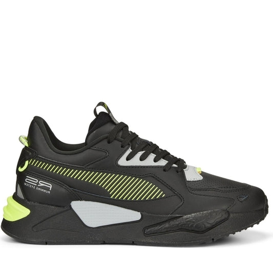 Puma mens Black Lime Squeeze rs-z lth trainers | Vilbury London